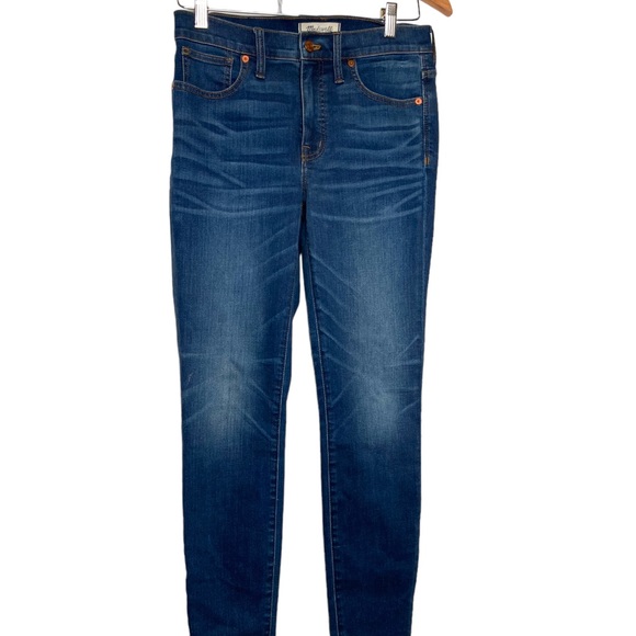Madewell 9” High Rise Skinny Jeans Blue Whiskers Style j4624 Size 27 - Picture 2 of 14